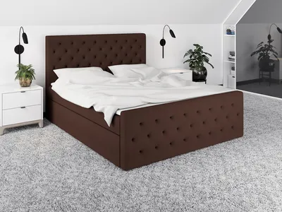 Produktbild von Boxspringbett ALA 180x200 mit 2 Bettkästen, Bonell-Matratze und Topper. Farbe: Braun