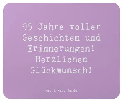 Produktbild von Mr. & Mrs. Panda Mousepad Spruch 95. Geburtstag - Lavendeltraum - Geschenk, Glückwunsch, pc mauspad, Happy Birthday, liebevolle Geschenke, laptop, Jubiläum, Mouse Pad