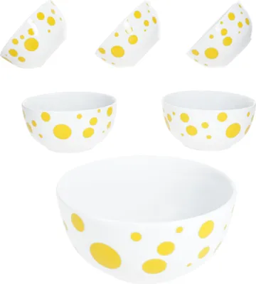 Zdjęcie produktu dla Pula żółte kropki 6x miska na płatki Ø14cm 400ml porcelana 6 os. miska deserowa w kropki