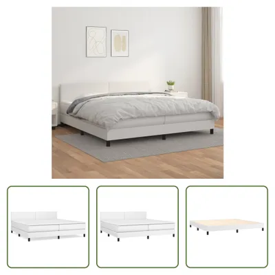 Produktbild von The Living Store Boxspringbett mit Matratze Weiß 200x200 cm Kunstleder