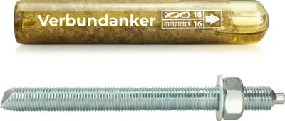 Produktbild von Isolbau Verbundanker Set - Verbundankerpatrone styrolfrei V16 + Ankerstange verzinkt M16 x 220 - ETA/ETAG Zulassung - 1 Stück