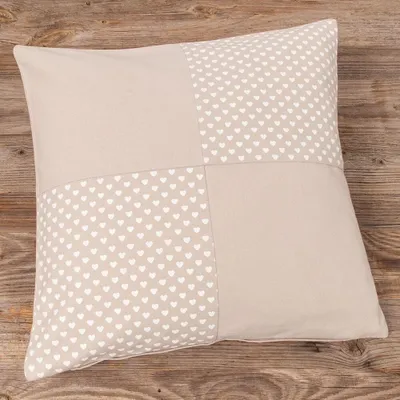 Produktbild von Kissen-Bezug 40x40 cm Vintage Patchwork beige weiß Baumwolle
