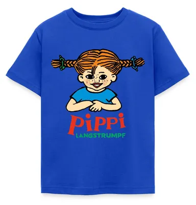 Produktbild von Spreadshirt Pippi Langstrumpf Logo Kinder T-Shirt, 110/116 (5-6 Jahre), Royalblau