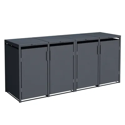 Produktbild von DEGAMO Mülltonnenbox klein 4er MÜNCHEN 230x62x102cm für Tonnen 120 Liter, grau