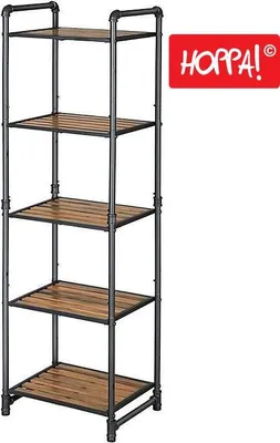 Produktbild von Hoppa! | Lagerregal | Braun/Schwarz – 5-stöckig – 40x30x130