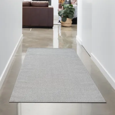 Produktbild von Schlichtfarbiger Wohnzimmerteppich im modernen Muster pflegeleicht in grau Größe - 80 x 150 cm