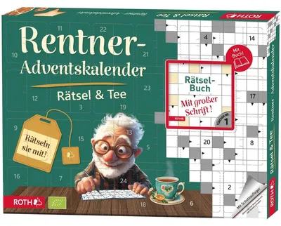 Produktbild von Adventskalender 'Rentner-Rätsel & Bio-Tee-Adventskalender' bestückt