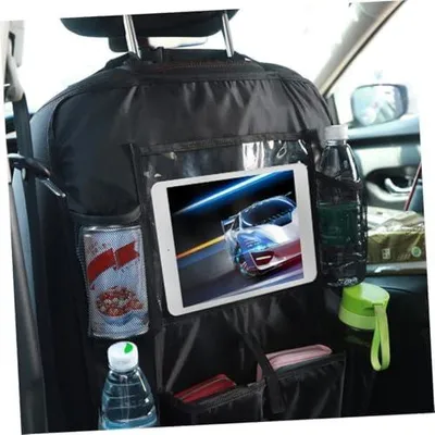 Produktbild von Schwarzer Auto-Rücksitz-Organizer mit Netztaschen für die Aufbewahrung auf Reisen und bei Wochenendausflügen