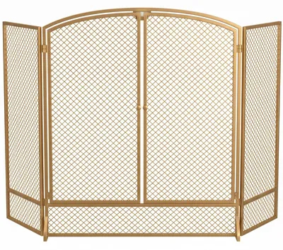 Produktbild von Kaminschutzgitter 3 Teiliger Funkenschutz mit Doppeltüren 122x75cm, für Innen Kaminbereich