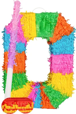 Produktbild von Fax Potato Nummer 0 Pinata-Set mit Stock und Augenbinde – rosa Stock