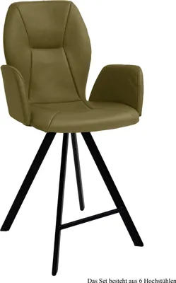 Produktbild von Thekenstuhl (6er-Set) Deretka 58x109x60 Schwarz/Olivgrün