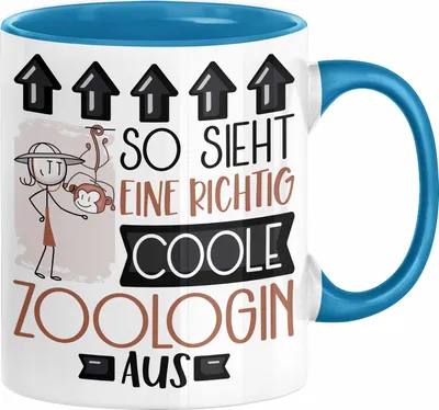 Produktbild von Zoologin Geschenk Tasse Geschenkidee für Zoologin Geburtstag Weihnachten Spruch So Sieht Eine Richtig Coole Zoologin Aus Kaffee-Becher  (Blau)