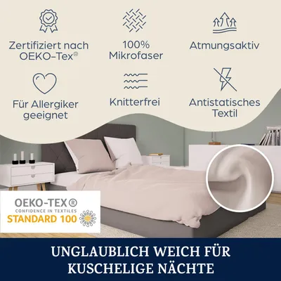 Zdjęcie produktu dla sleepwise pościel 140x200 pościel letnia 2szt- OEKO-TEX, cudownie miękka, oddychająca, odporna na prasowanie i zagniecenia - poszwa na kołdrę z miękkiej mikrofibry z poszewką na poduszkę 65x65cm, szara