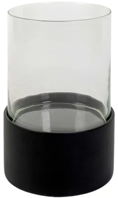 Produktbild von VIVANNO Windlicht Fiberglas CANDIRA Rund, Schwarz matt - 22x30 cm