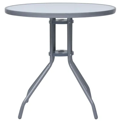 Produktbild von vidaXL Gartentisch Hellgrau 80 cm Stahl und Glas
