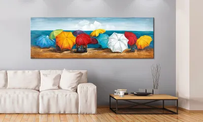 Produktbild von Gilde Bild, rechteckig, "Rimini", Regenschirmmotiv, Leinwand, mehrfarbig, VE 1, L. 4 cm, B. 150 cm, H. 50 cm 38284 / Sperrgut