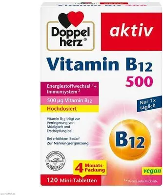 Obrázek produktu pro Double Heart Vitamin B12 500 tablet 120 kapslí