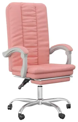 Image de Chaise de bureau rose avec fonction inclinable et revêtue de similicuir