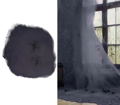 Productafbeelding van Halloween-decoratie: spinnenweb, dierlijk thema, griezelige sfeer, fantasie, horror, decoratie, mystieke uitstraling, herfst, avontuur, feest, kleur: zwart