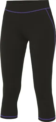 Obrázok produktu pre Just Cool JC086 | Dámske chladivé capri nohavice / Slimline 3/4 dĺžka - Farba: Jet Black/Purple - Veľkosť: S