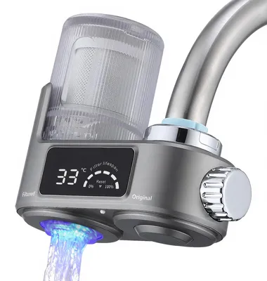 Wasserfilterhahn mit LED-Display, 12 Adapter, 1 Filter, UV-Licht