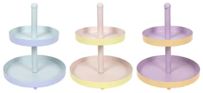 Immagine prodotto di Etagère bicolore in metallo a 2 ripiani Ø20xh23cm