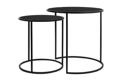 Produktbild von Light & Living Beistelltischset DUARTE Glas Schwarz und Matt Schwarz – Ø40x45+Ø50x52 cm