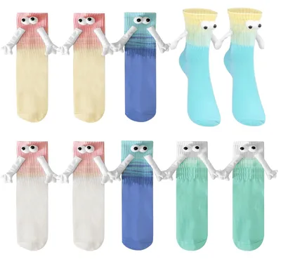 Produktbild von 5 Paar lustige magnetische Socken mit Händen: Socken, die Händchen halten, magnetische Socken, bei denen die Hände zusammen sind, 3D-magnetische Socken, Freundschaftssocken, Geschenk für Paare, Freundschaftssocken, blau