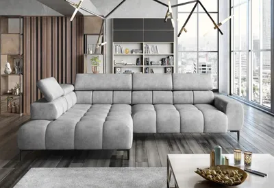 Produktbild von DOMO-HOME Ecksofa PLAZA L mit elektrischer Sitzverstellung 300x216cm | Komfortable U-Form | Verstellbare Kopfstützen | Hochwertige Polsterung | Modernes Design mit Metallfüßen | Farbe grau Salvador | Links