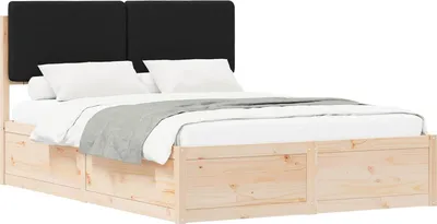 Produktbild von Bettgestell mit gepolstertem Kopfteil Schwarz 160 x 200 cm