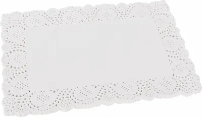 Produktbild von Belle Vous Weißes Spitzenpapier Tortenunterlage Rechteckig (100 Stück) - 36,5 x 26cm - Spitzendeckchen für Kuchen, Hochzeitsdekoration, Tischsets,