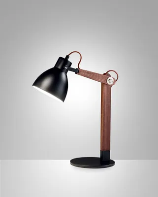 Produktbild von Sveva Tischleuchte aus Metall und Schwarz/Walnussholz, E27-Fassung, elegantes Design, ideal für die Innenbeleuchtung, 230 V, Schutzklasse II