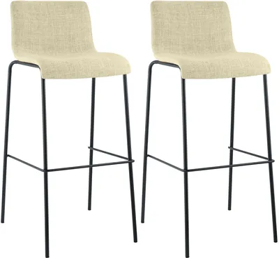 Productafbeelding van CLP Set van 2 barkrukken "Hover", stapelbaar, met stoffen bekleding, vierpotige constructie, belastbaar tot 150 kg | Kleur: crème, frame: zwart