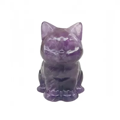 Produktbild von Kristallfigur Amethyst Katze, handgeschnitten, 3,8 cm, für Dekoration