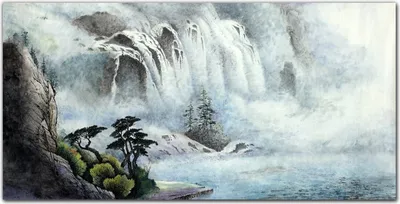 Produktbild von Coloray Bild aus Glas 140x70 Dekoration wohnzimmer wanddekoration gehärtetes Glas Küche glasblock mit bild - Das Flusswasser Wasserfall Baum