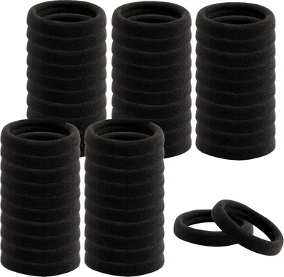 Immagine prodotto di 100 pezzi Fascette per capelli in cotone nero da 4,5 cm elasticizzate