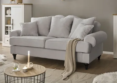 Produktbild von Sofa "Adelina" in hellgrau Landhaus Couch 3-Sitzer 200 cm