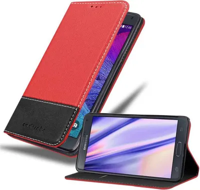 Produktbild von Cadorabo Hülle für Samsung Galaxy NOTE 4 Schutzhülle in Rot SHandyhülle Book Case Etui Kunstleder