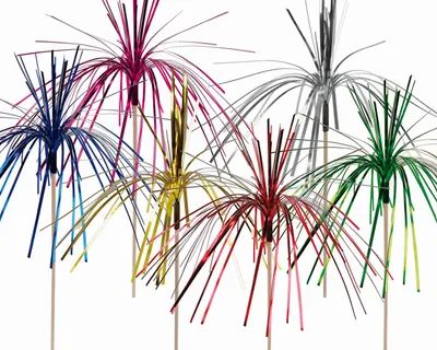 Produktbild von 144 Stück Glitzerpalmen 23cm in verschiedenen Farben für Party Dekoration