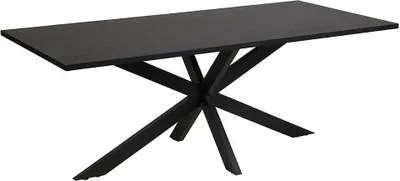 Image de Table de salle à manger LOFT – 8 personnes noir effet bois et pieds métal