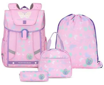 Produktbild von Schulranzen Set 4-teilig Mädchen Ergonomisch Rosa 21L 6-12 Jahre
