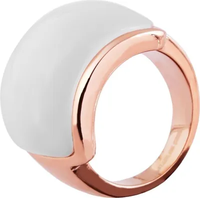 Produktbild von Akzent Edelstahlring für Damen, weißer Besatz, roségoldfarben
