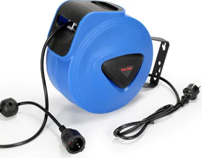 Obrázok produktu pre Clanmacy automatický navijak na káble 20M+1,5M IP44 s jednou zástrčkou model 250V s funkciou podbíjania pre montáž na stenu Stropná a nástenná montáž Dielňa