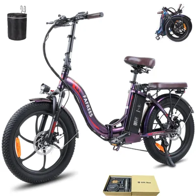 Produktbild von E-bike klapprad Rostfreie Aluminiumlegierung 36 V 18 Ah 648 Wh bis zu 120 -150 km Wasserdicht IPX5 20 zoll 7 Gang, Lila