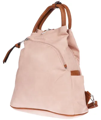 Produktbild von Großer Damen Rucksack Tasche Citybag Leder Optik Bodybag Schultertasche Shopper Rosa