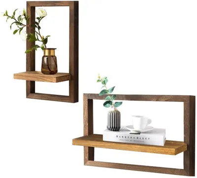 Image de Ensemble Azomor comprenant 2 étagères murales décoratives en bois pour le salon et la chambre à coucher