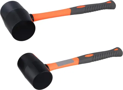 Imagen del producto de Juego de martillos de goma, de 680 g y 1250 g, con mango ergonómico, de 14 pulgadas, para trabajos de artesanía