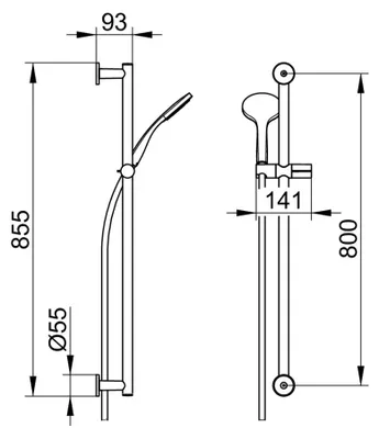 Image de KEUCO IXMO Set de douche, barre murale 855 mm, rosaces rondes, 59587010921