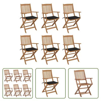 Produktbild von The Living Store Klappbare Gartenstühle 6 Stk. mit Kissen Massivholz Akazie