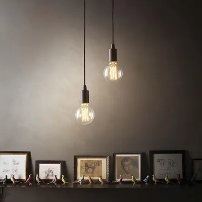 Produktbild von Aufhängung Modern Edison Metall Schwarz 1 Licht E27 8W 3000K Warmes Licht